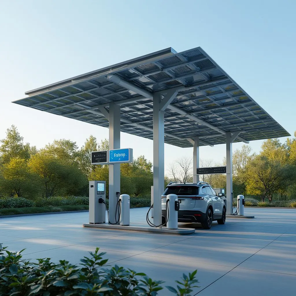Estación de servicio con paneles solares